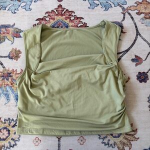 SHEIN Sage Green Square Neck Cowl Stretchy Cropped Top Large